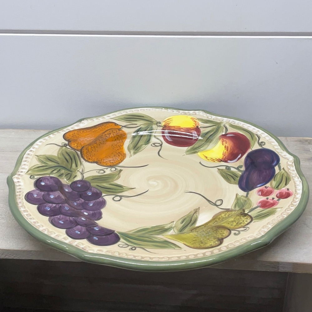 Tabletops Gallery Francesca Fruit Hand Painted Ceramic 10.5" Scalloped Plate